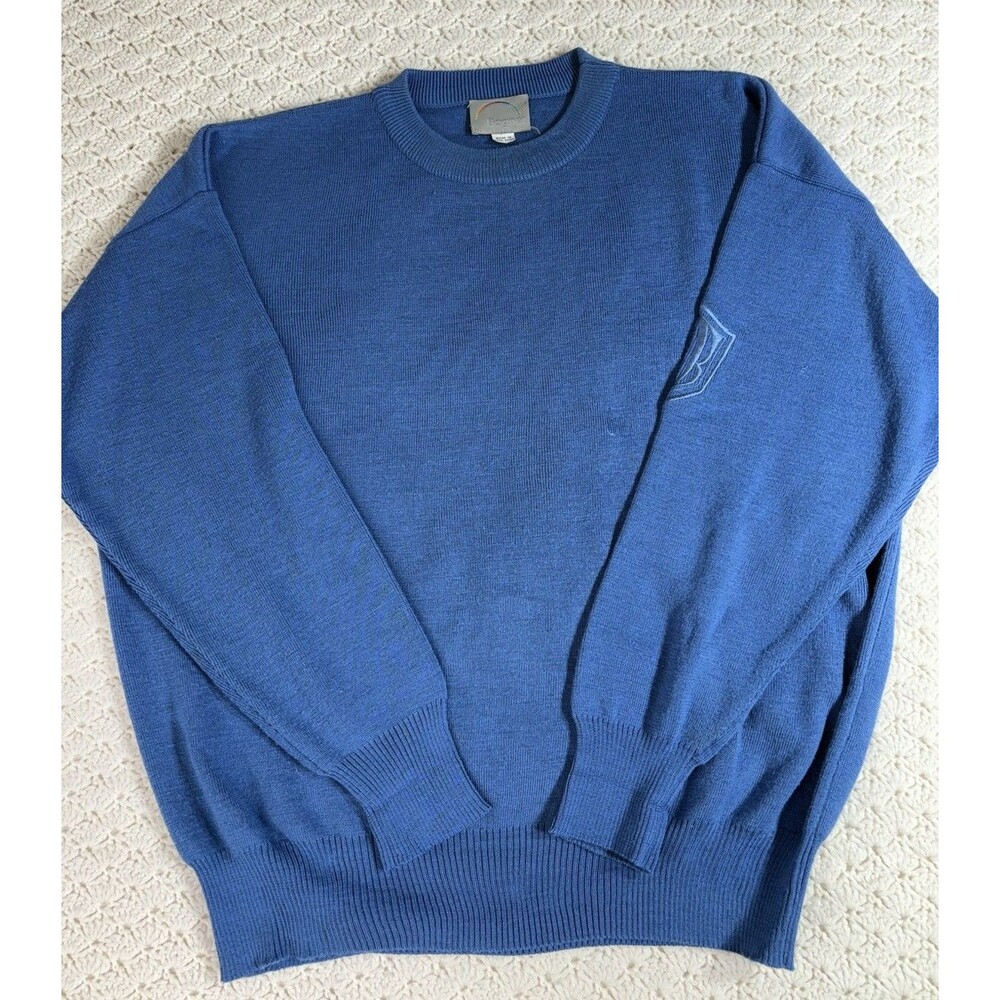 Bogner Sweater Mens Large Blue Crewneck Pullover Acrylic Wool Vintage L EUC